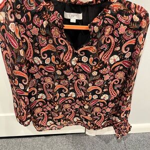LOFT Women's Black Paisley Top small